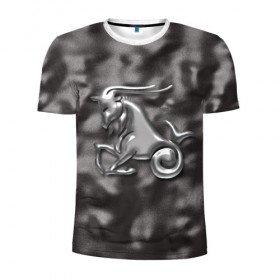 Мужская футболка 3D спортивная с принтом Козерог в Белгороде, 100% полиэстер с улучшенными характеристиками | приталенный силуэт, круглая горловина, широкие плечи, сужается к линии бедра | звезды | знаки зодиака | козерог | космос | созвездие