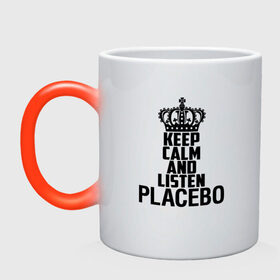 Кружка хамелеон с принтом Keep calm and listen Placebo в Белгороде, керамика | меняет цвет при нагревании, емкость 330 мл | 