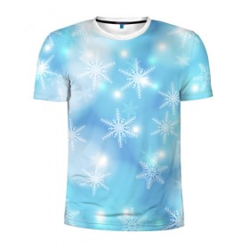 Мужская футболка 3D спортивная с принтом Волшебство Нового года в Белгороде, 100% полиэстер с улучшенными характеристиками | приталенный силуэт, круглая горловина, широкие плечи, сужается к линии бедра | елка | зима | мороз | новый год | снег | снежинки