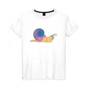 Женская футболка хлопок с принтом Улитка в Белгороде, 100% хлопок | прямой крой, круглый вырез горловины, длина до линии бедер, слегка спущенное плечо | 