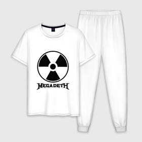 Мужская пижама хлопок с принтом Megadeth в Белгороде, 100% хлопок | брюки и футболка прямого кроя, без карманов, на брюках мягкая резинка на поясе и по низу штанин
 | megadet | megadeth | группа | дирк вербурен | дэвид эллефсон | дэйв мастейн | кико лоурейро | мегадет | мегадетх | метал | рок | трэш | трэшметал | тяжелый | хард | хардрок | хеви | хевиметал