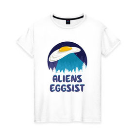 Женская футболка хлопок с принтом НЛО яйца в Белгороде, 100% хлопок | прямой крой, круглый вырез горловины, длина до линии бедер, слегка спущенное плечо | инопланетяне | нло | секретные материалы | яйца