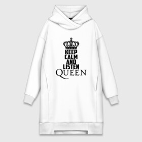 Платье-худи хлопок с принтом Keep calm and listen Queen в Белгороде,  |  | paul rodgers | queen | quen | брайан мэй | глэм | группа | джон дикон | квин | королева | куин | меркури | меркьюри | мэркури | поп | роджер тейлор | рок | фредди | фреди | хард | хардрок