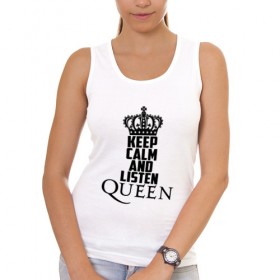 Женская майка хлопок с принтом Keep calm and listen Queen в Белгороде, 95% хлопок, 5% эластан |  | paul rodgers | queen | quen | брайан мэй | глэм | группа | джон дикон | квин | королева | куин | меркури | меркьюри | мэркури | поп | роджер тейлор | рок | фредди | фреди | хард | хардрок