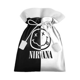 Подарочный 3D мешок с принтом Nirvana в Белгороде, 100% полиэстер | Размер: 29*39 см | Тематика изображения на принте: cobain | kurt | nirvana | альтернативный | гранж | грол | группа | дональд | кобейн | курт | музыка | музыкант | надпись | нервана | нирвана | новоселич | певец | рок | смайл | смайлик | солист | язык
