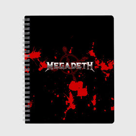 Тетрадь с принтом Megadeth в Белгороде, 100% бумага | 48 листов, плотность листов — 60 г/м2, плотность картонной обложки — 250 г/м2. Листы скреплены сбоку удобной пружинной спиралью. Уголки страниц и обложки скругленные. Цвет линий — светло-серый
 | megadet | megadeth | группа | дирк вербурен | дэвид эллефсон | дэйв мастейн | кико лоурейро | мегадет | мегадетх | метал | рок | трэш | трэшметал | тяжелый | хард | хардрок | хеви | хевиметал