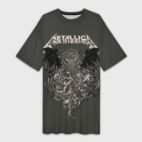 Платье-футболка 3D с принтом Metallica в Белгороде,  |  | american | band | cliff burton | dave mustaine | hard | james hatfield | jason newsted | kirk hammett | lars ulrich | metal | metallica | robert trujillo | rock | ron mcgowney | thrash | американская | джеймс хэтфилд | ларс ул | метал группа | трэш метал 