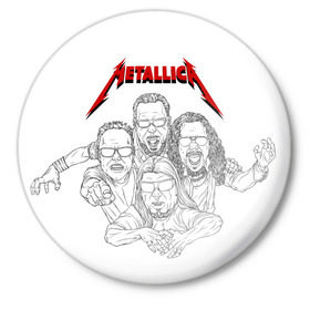 Значок с принтом Metallica в Белгороде,  металл | круглая форма, металлическая застежка в виде булавки | Тематика изображения на принте: 