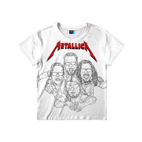 Детская футболка 3D с принтом Metallica в Белгороде, 100% гипоаллергенный полиэфир | прямой крой, круглый вырез горловины, длина до линии бедер, чуть спущенное плечо, ткань немного тянется | Тематика изображения на принте: 