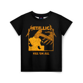 Детская футболка 3D с принтом Metallica в Белгороде, 100% гипоаллергенный полиэфир | прямой крой, круглый вырез горловины, длина до линии бедер, чуть спущенное плечо, ткань немного тянется | american | band | cliff burton | dave mustaine | hard | james hatfield | jason newsted | kirk hammett | lars ulrich | metal | metallica | robert trujillo | rock | ron mcgowney | thrash | американская | джеймс хэтфилд | ларс ул | метал группа | трэш метал 
