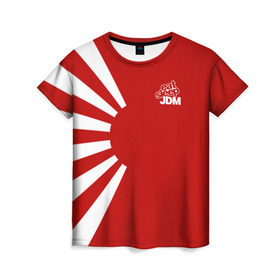 Женская футболка 3D с принтом JDM в Белгороде, 100% полиэфир ( синтетическое хлопкоподобное полотно) | прямой крой, круглый вырез горловины, длина до линии бедер | car | drift | japan | jdm | race | street | авто | автомобиль | гонки | дрифт | король | машина | флаг | япония