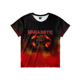 Детская футболка 3D с принтом Megadeth в Белгороде, 100% гипоаллергенный полиэфир | прямой крой, круглый вырез горловины, длина до линии бедер, чуть спущенное плечо, ткань немного тянется | Тематика изображения на принте: megadet | megadeth | группа | дирк вербурен | дэвид эллефсон | дэйв мастейн | кико лоурейро | мегадет | мегадетх | метал | рок | трэш | трэшметал | тяжелый | хард | хардрок | хеви | хевиметал