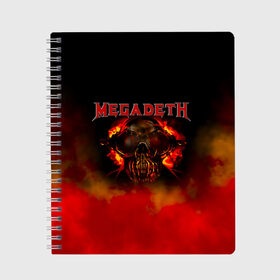 Тетрадь с принтом Megadeth в Белгороде, 100% бумага | 48 листов, плотность листов — 60 г/м2, плотность картонной обложки — 250 г/м2. Листы скреплены сбоку удобной пружинной спиралью. Уголки страниц и обложки скругленные. Цвет линий — светло-серый
 | megadet | megadeth | группа | дирк вербурен | дэвид эллефсон | дэйв мастейн | кико лоурейро | мегадет | мегадетх | метал | рок | трэш | трэшметал | тяжелый | хард | хардрок | хеви | хевиметал