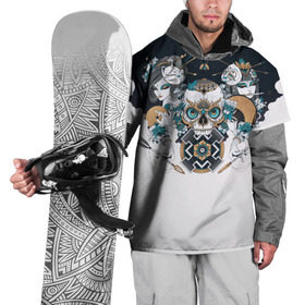Накидка на куртку 3D с принтом SKULL JAPAN в Белгороде, 100% полиэстер |  | arrow | skull | белый | девушка | линии | маски.кот | модные | небо | облако | синий | скелет | стимпанк | стрелы | череп | яркие