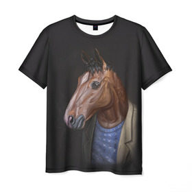 Мужская футболка 3D с принтом BoJack в Белгороде, 100% полиэфир | прямой крой, круглый вырез горловины, длина до линии бедер | bojack horseman | конь боджек | лошадь боджек