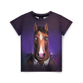 Детская футболка 3D с принтом BoJack в Белгороде, 100% гипоаллергенный полиэфир | прямой крой, круглый вырез горловины, длина до линии бедер, чуть спущенное плечо, ткань немного тянется | Тематика изображения на принте: bojack horseman | конь боджек | лошадь боджек