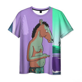Мужская футболка 3D с принтом BoJack в Белгороде, 100% полиэфир | прямой крой, круглый вырез горловины, длина до линии бедер | bojack horseman | конь боджек | лошадь боджек