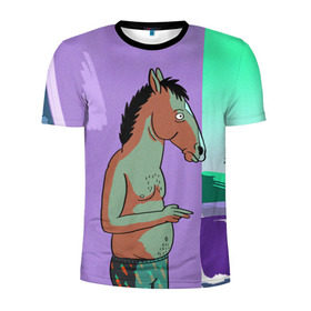 Мужская футболка 3D спортивная с принтом BoJack в Белгороде, 100% полиэстер с улучшенными характеристиками | приталенный силуэт, круглая горловина, широкие плечи, сужается к линии бедра | bojack horseman | конь боджек | лошадь боджек