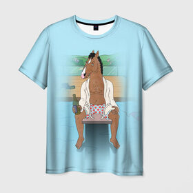 Мужская футболка 3D с принтом BoJack в Белгороде, 100% полиэфир | прямой крой, круглый вырез горловины, длина до линии бедер | Тематика изображения на принте: bojack horseman | конь боджек | лошадь боджек