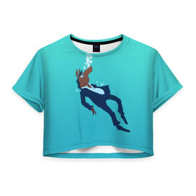 Женская футболка 3D укороченная с принтом BoJack в Белгороде, 100% полиэстер | круглая горловина, длина футболки до линии талии, рукава с отворотами | bojack horseman | конь боджек | лошадь боджек