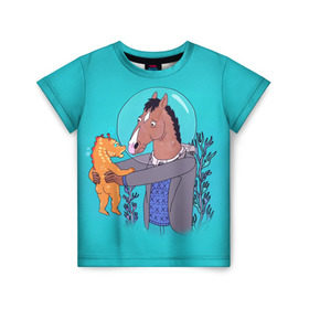 Детская футболка 3D с принтом BoJack в Белгороде, 100% гипоаллергенный полиэфир | прямой крой, круглый вырез горловины, длина до линии бедер, чуть спущенное плечо, ткань немного тянется | bojack horseman | конь боджек | лошадь боджек