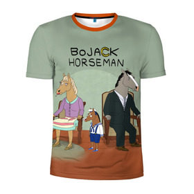 Мужская футболка 3D спортивная с принтом BoJack в Белгороде, 100% полиэстер с улучшенными характеристиками | приталенный силуэт, круглая горловина, широкие плечи, сужается к линии бедра | bojack horseman | конь боджек | лошадь боджек