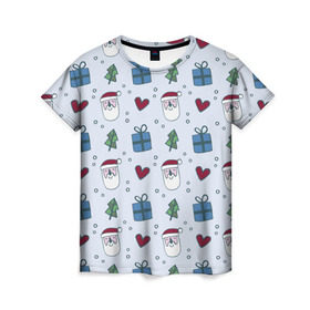 Женская футболка 3D с принтом Мастерская Деда Мороза в Белгороде, 100% полиэфир ( синтетическое хлопкоподобное полотно) | прямой крой, круглый вырез горловины, длина до линии бедер | дед мороз | елка | новый год | подарок | снег
