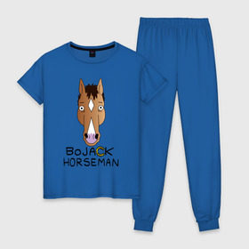 Женская пижама хлопок с принтом BoJack Horseman в Белгороде, 100% хлопок | брюки и футболка прямого кроя, без карманов, на брюках мягкая резинка на поясе и по низу штанин | 