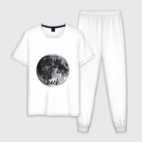 Мужская пижама хлопок с принтом To the moon and back в Белгороде, 100% хлопок | брюки и футболка прямого кроя, без карманов, на брюках мягкая резинка на поясе и по низу штанин
 | Тематика изображения на принте: 