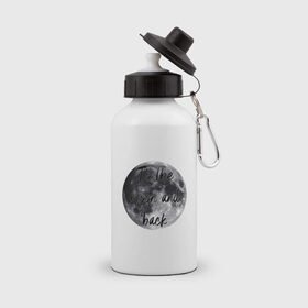 Бутылка спортивная с принтом To the moon and back в Белгороде, металл | емкость — 500 мл, в комплекте две пластиковые крышки и карабин для крепления | 