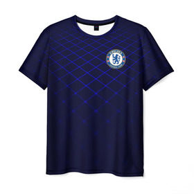 Мужская футболка 3D с принтом Chelsea 2018 Uniform в Белгороде, 100% полиэфир | прямой крой, круглый вырез горловины, длина до линии бедер | Тематика изображения на принте: chelsea | fc | спорт | спортивные | фк | футбол | челси