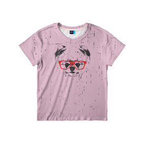 Детская футболка 3D с принтом Немецкий шпиц в очках в Белгороде, 100% гипоаллергенный полиэфир | прямой крой, круглый вырез горловины, длина до линии бедер, чуть спущенное плечо, ткань немного тянется | домашние животные | пес | собака