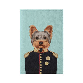 Обложка для паспорта матовая кожа с принтом Йоркширский терьер в форме в Белгороде, натуральная матовая кожа | размер 19,3 х 13,7 см; прозрачные пластиковые крепления | домашние животные | пес | собака | терьер