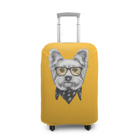 Чехол для чемодана 3D с принтом Йоркширский терьер_в очках в Белгороде, 86% полиэфир, 14% спандекс | двустороннее нанесение принта, прорези для ручек и колес | домашние животные | пес | собака | терьер