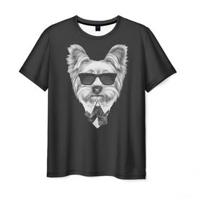 Мужская футболка 3D с принтом Йоркширский терьер_13 в Белгороде, 100% полиэфир | прямой крой, круглый вырез горловины, длина до линии бедер | домашние животные | пес | собака | терьер