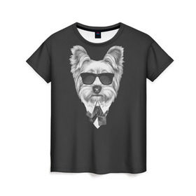 Женская футболка 3D с принтом Йоркширский терьер_13 в Белгороде, 100% полиэфир ( синтетическое хлопкоподобное полотно) | прямой крой, круглый вырез горловины, длина до линии бедер | домашние животные | пес | собака | терьер