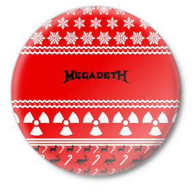 Значок с принтом Праздничный Megadeth в Белгороде,  металл | круглая форма, металлическая застежка в виде булавки | Тематика изображения на принте: 