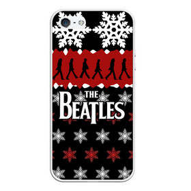 Чехол для iPhone 5/5S матовый с принтом Праздничный The Beatles в Белгороде, Силикон | Область печати: задняя сторона чехла, без боковых панелей | beatles | the beatles | бител | битлз | битлс | битлы | группа | джон леннон | джордж харрисон | жуки | знак | красный | ливерпульская четвёрка | мерсибит | надпись | новогодний | новый год | пол маккартни | поп