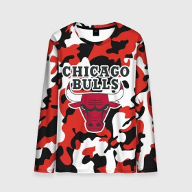 Мужской лонгслив 3D с принтом CHICAGO BULLS Новогодний в Белгороде, 100% полиэстер | длинные рукава, круглый вырез горловины, полуприлегающий силуэт | камуфляж | красный | чикаго буллс