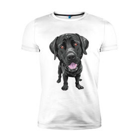 Мужская футболка премиум с принтом Черный лабрадор в Белгороде, 92% хлопок, 8% лайкра | приталенный силуэт, круглый вырез ворота, длина до линии бедра, короткий рукав | домашние животные | лабрадоры | пес | песик | ретриверы | собака | собачка