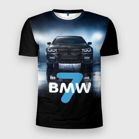 Мужская футболка 3D спортивная с принтом BMW 7 series в Белгороде, 100% полиэстер с улучшенными характеристиками | приталенный силуэт, круглая горловина, широкие плечи, сужается к линии бедра | 7 серия | авто | автомобиль | бмв | бумер | машина | суперкар | тачка