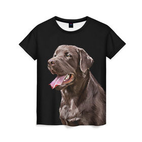 Женская футболка 3D с принтом Лабрадор_арт_2 в Белгороде, 100% полиэфир ( синтетическое хлопкоподобное полотно) | прямой крой, круглый вырез горловины, длина до линии бедер | домашние животные | лабрадор | пес | песик | ретривер | собака | собачка