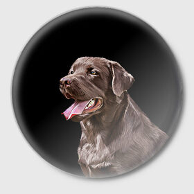 Значок с принтом Лабрадор_арт_2 в Белгороде,  металл | круглая форма, металлическая застежка в виде булавки | домашние животные | лабрадор | пес | песик | ретривер | собака | собачка