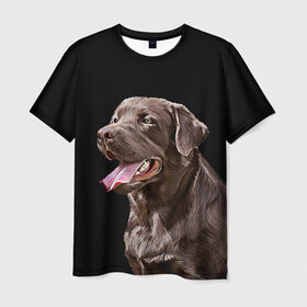 Мужская футболка 3D с принтом Лабрадор_арт_2 в Белгороде, 100% полиэфир | прямой крой, круглый вырез горловины, длина до линии бедер | домашние животные | лабрадор | пес | песик | ретривер | собака | собачка