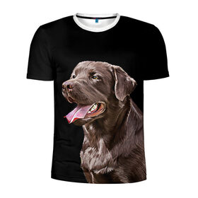 Мужская футболка 3D спортивная с принтом Лабрадор_арт_2 в Белгороде, 100% полиэстер с улучшенными характеристиками | приталенный силуэт, круглая горловина, широкие плечи, сужается к линии бедра | домашние животные | лабрадор | пес | песик | ретривер | собака | собачка