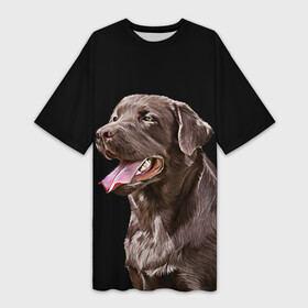 Платье-футболка 3D с принтом Лабрадор_арт_2 в Белгороде,  |  | домашние животные | лабрадор | пес | песик | ретривер | собака | собачка