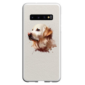 Чехол для Samsung Galaxy S10 с принтом Лабрадор_арт в Белгороде, Силикон | Область печати: задняя сторона чехла, без боковых панелей | Тематика изображения на принте: домашние животные | пес | ретривер | собака