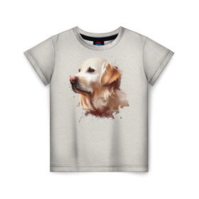 Детская футболка 3D с принтом Лабрадор_арт в Белгороде, 100% гипоаллергенный полиэфир | прямой крой, круглый вырез горловины, длина до линии бедер, чуть спущенное плечо, ткань немного тянется | домашние животные | пес | ретривер | собака