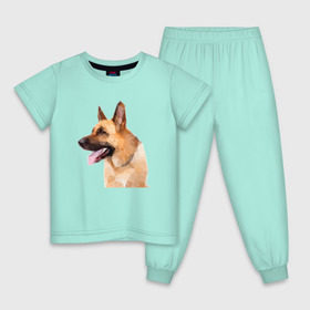 Детская пижама хлопок с принтом Немецкая овчарка геометрия в Белгороде, 100% хлопок |  брюки и футболка прямого кроя, без карманов, на брюках мягкая резинка на поясе и по низу штанин
 | домашние животные | овчарка | пес | полигон | собака