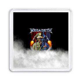 Магнит 55*55 с принтом Megadeth в Белгороде, Пластик | Размер: 65*65 мм; Размер печати: 55*55 мм | Тематика изображения на принте: megadet | megadeth | группа | дирк вербурен | дэвид эллефсон | дэйв мастейн | кико лоурейро | мегадет | мегадетх | метал | рок | трэш | трэшметал | тяжелый | хард | хардрок | хеви | хевиметал